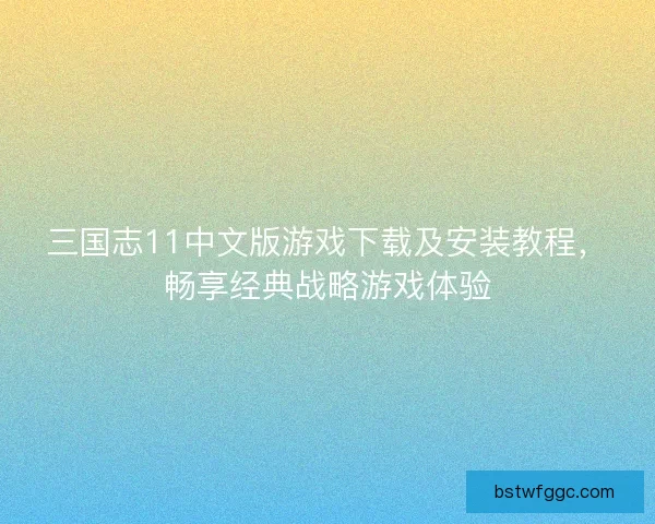 三国志11中文版游戏下载及安装教程，畅享经典战略游戏体验