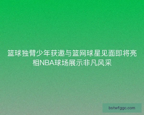 篮球独臂少年获邀与篮网球星见面即将亮相NBA球场展示非凡风采