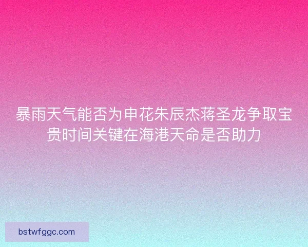 暴雨天气能否为申花朱辰杰蒋圣龙争取宝贵时间关键在海港天命是否助力